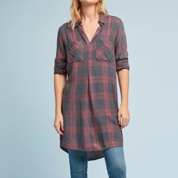 Anthropologie x Cloth & Stone Plaid Tunic Dress Size Small - Picture 1 of 10